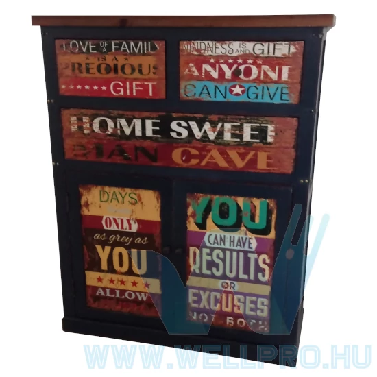 Komód modern stílusú 3 fiókkal és ajtókkal 