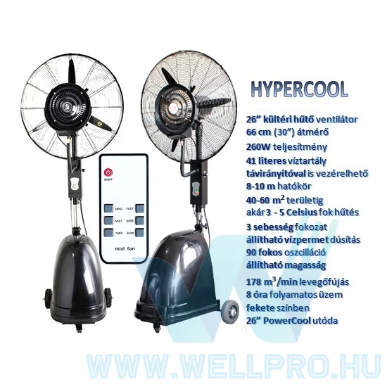 HyperCool 66cm távirányítós párásító ventilátor